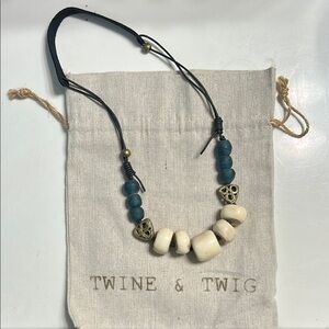 Twine & Twig Necklace: Cream and Blue Beads